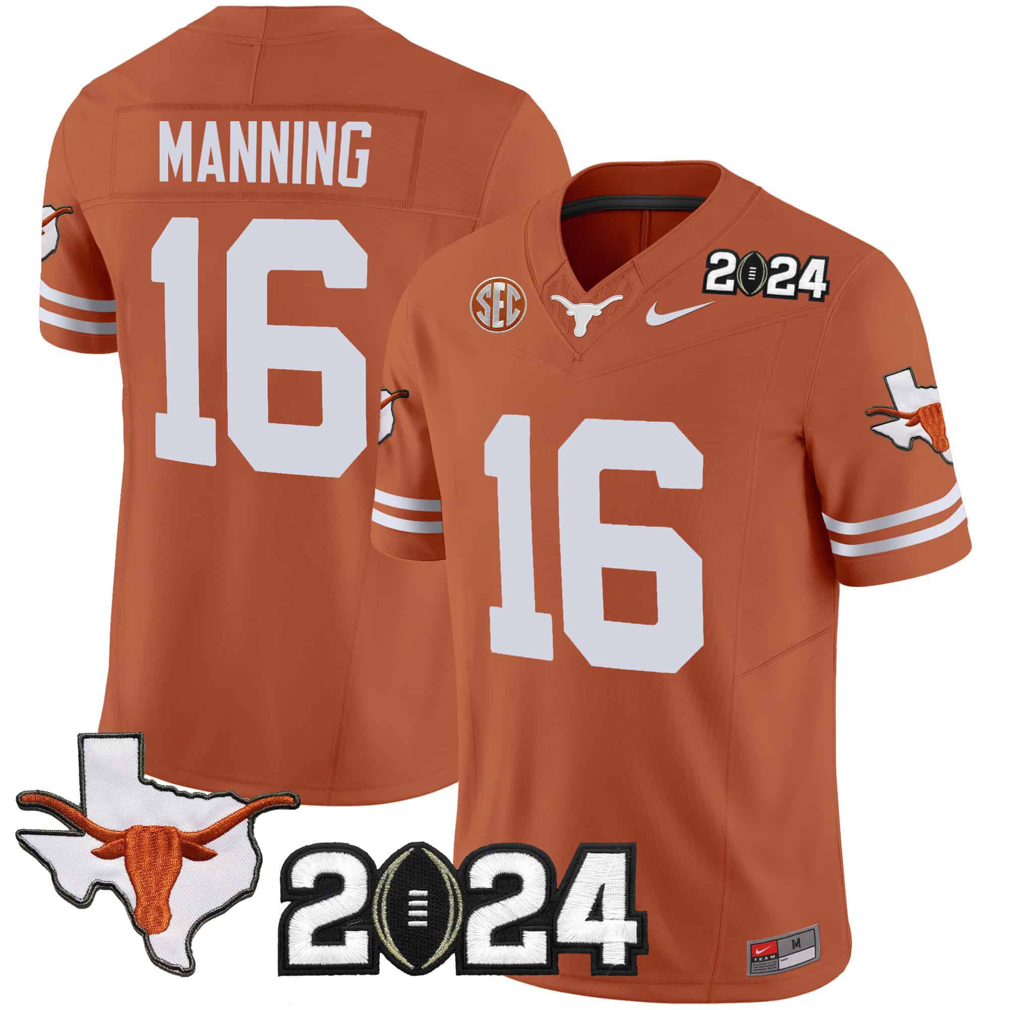 Men Texas Longhorns #16 Manning Orange 2024 Nike Vapor Limited NCAA Jersey style 1->indianapolis colts->NFL Jersey